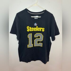 Pre-Owned LG NFL Team Apparel Bradshaw #12 Pittsburgh Steelers Black T-Shirt